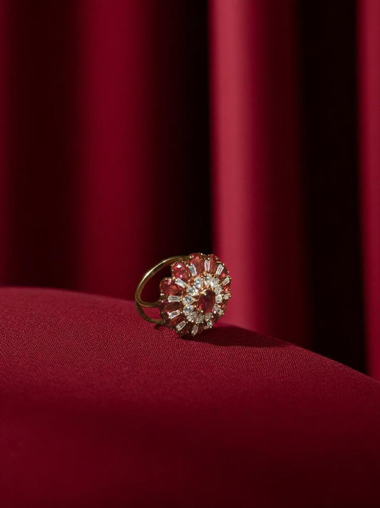 Cocktail Ring Studded With American Diamonds